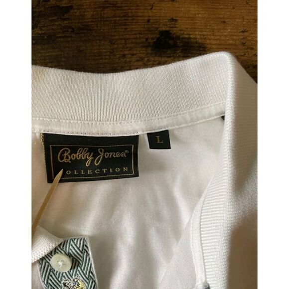 Bobby Jones Masters  Golfer Lined Performance Tech Thin White Polo  L NWOT - Picture 2 of 4
